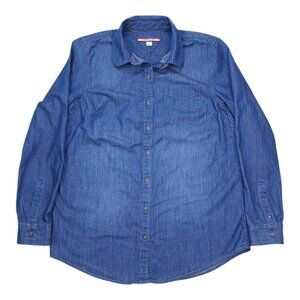 Tommy Hilfiger Womens Denim Button-Down Shirt Size M Cotton Casual Long Sleeve